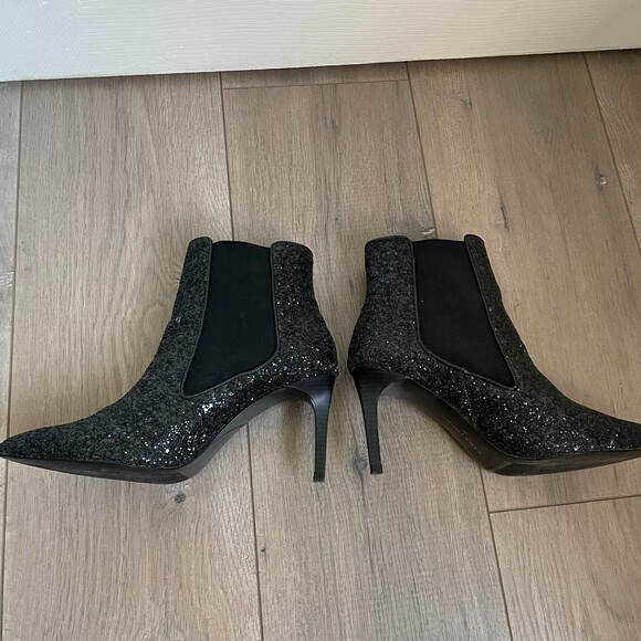 Zara "Meteor" black sparkly glitter High Heel stiletto Booties boots - Picture 4 of 8